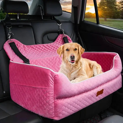 Dog Car Seat for Large/Medium Dog, Comfortable Dog Car Bed Pet Booster for Back Seat, Fully Detachable & Washable Dog Travel Seat with Thick Cushion