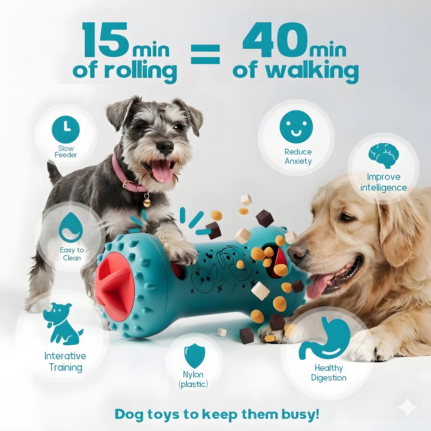 LUMIKATA 2-In-1 Dog Puzzle Toy & Slow Feeder: 3-Level Adjustable Treat Dispensing Toy to Keep Dogs Busy, Stop Fast Eating & Improve Digestion — Interactive IQ Enrichment for All Breeds.Heavy-Duty Durable Nylon,Chewers.