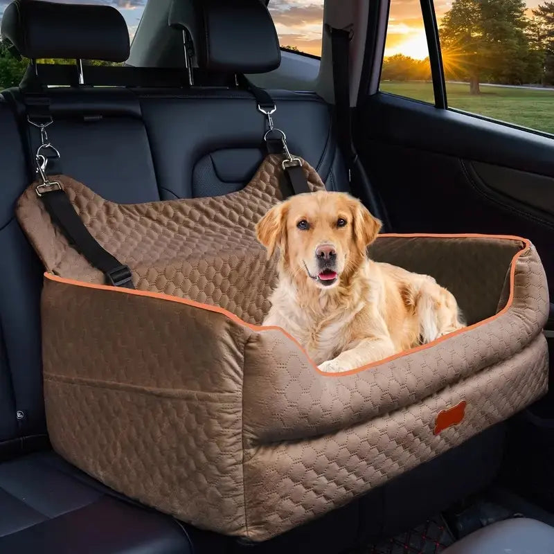 Dog Car Seat for Large/Medium Dog, Comfortable Dog Car Bed Pet Booster for Back Seat, Fully Detachable & Washable Dog Travel Seat with Thick Cushion