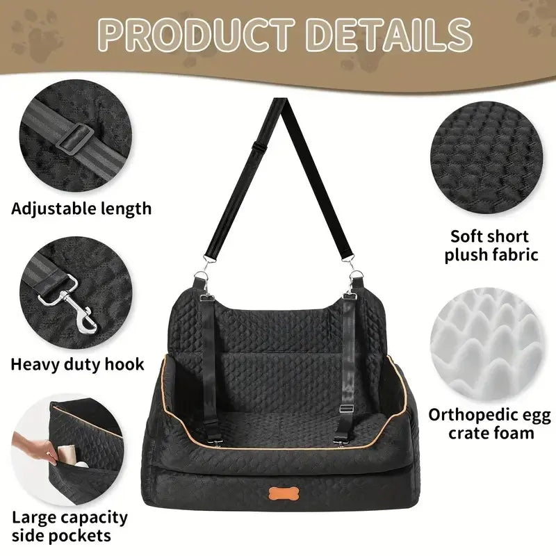 Dog Car Seat for Large/Medium Dog, Comfortable Dog Car Bed Pet Booster for Back Seat, Fully Detachable & Washable Dog Travel Seat with Thick Cushion