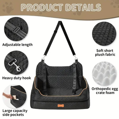 Dog Car Seat for Large/Medium Dog, Comfortable Dog Car Bed Pet Booster for Back Seat, Fully Detachable & Washable Dog Travel Seat with Thick Cushion
