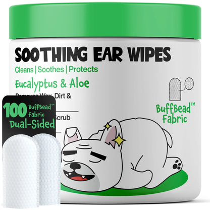 Roofus Dog Ear Wipes with Eucalyptus and Aloe - 100 Count