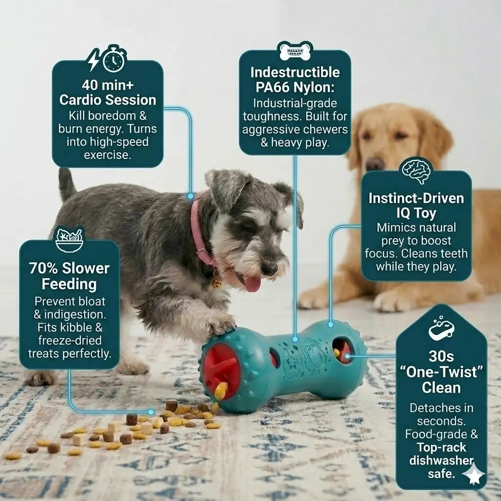LUMIKATA 2-In-1 Dog Puzzle Toy & Slow Feeder: 3-Level Adjustable Treat Dispensing Toy to Keep Dogs Busy, Stop Fast Eating & Improve Digestion — Interactive IQ Enrichment for All Breeds.Heavy-Duty Durable Nylon,Chewers.