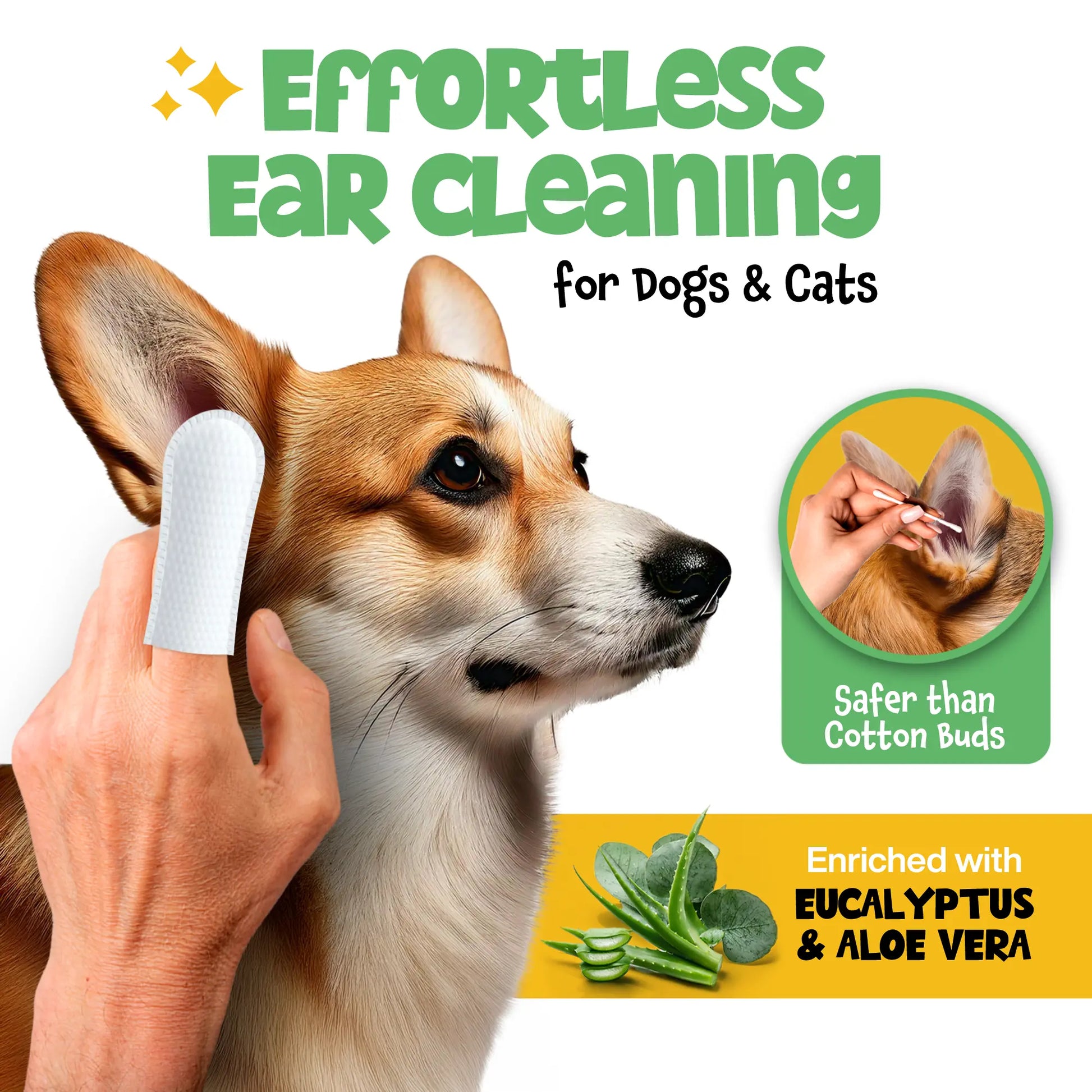 Roofus Dog Ear Wipes with Eucalyptus and Aloe - 100 Count