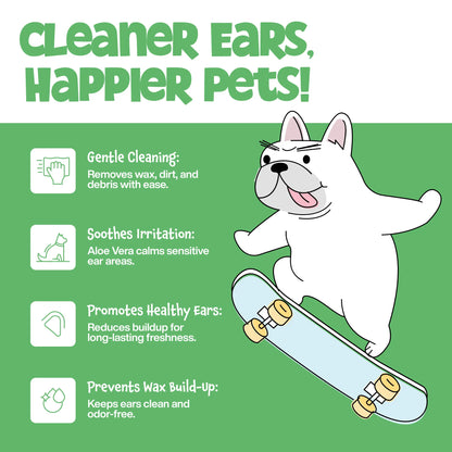 Roofus Dog Ear Wipes with Eucalyptus and Aloe - 100 Count