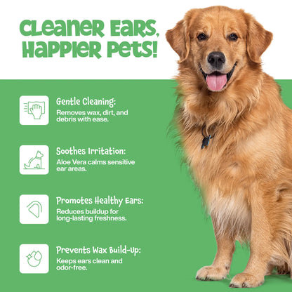 Roofus Dog Ear Wipes with Eucalyptus and Aloe - 100 Count