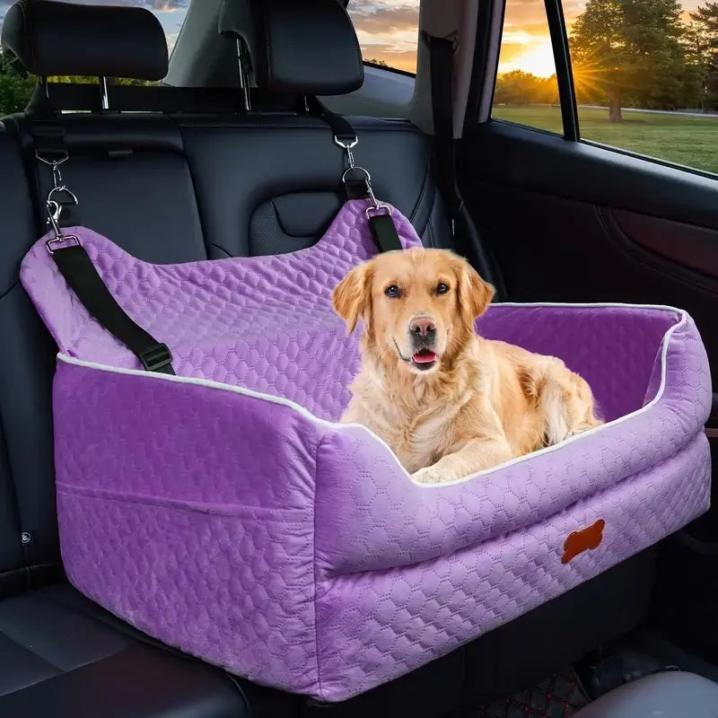Dog Car Seat for Large/Medium Dog, Comfortable Dog Car Bed Pet Booster for Back Seat, Fully Detachable & Washable Dog Travel Seat with Thick Cushion