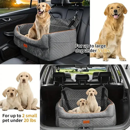 Dog Car Seat for Large/Medium Dog, Comfortable Dog Car Bed Pet Booster for Back Seat, Fully Detachable & Washable Dog Travel Seat with Thick Cushion