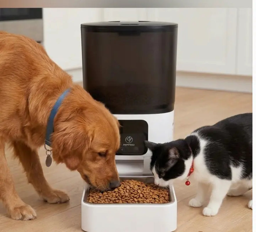 App-Controlled Wi-Fi Pet Food Dispenser with Auto-Feeding, Plastic-Steel Construction, Washable Parts for Dogs and Cats