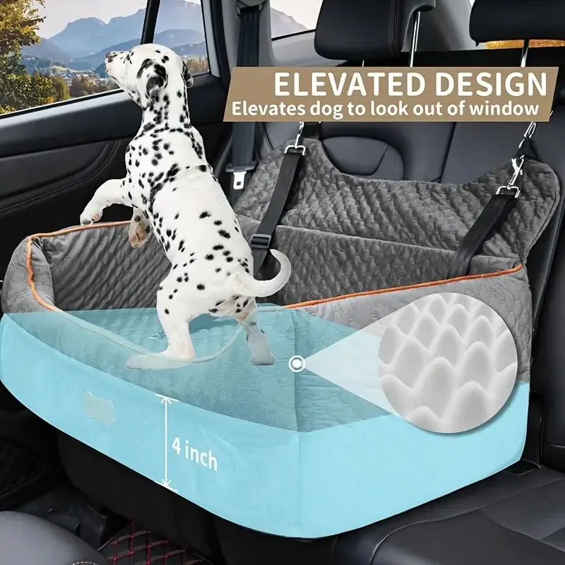 Dog Car Seat for Large/Medium Dog, Comfortable Dog Car Bed Pet Booster for Back Seat, Fully Detachable & Washable Dog Travel Seat with Thick Cushion